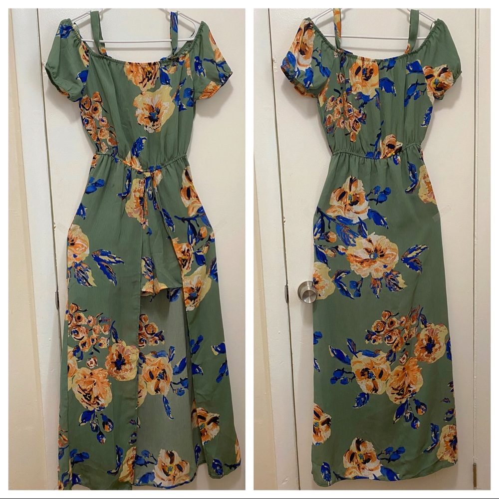 Maxi Printed Cold Shoulder Romper